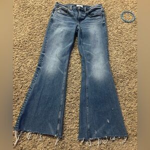 American Eagle Outfitters Vintage Medium Blue Flare Jeans with Raw Hem